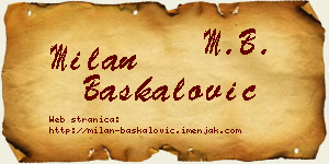 Milan Baškalović vizit kartica